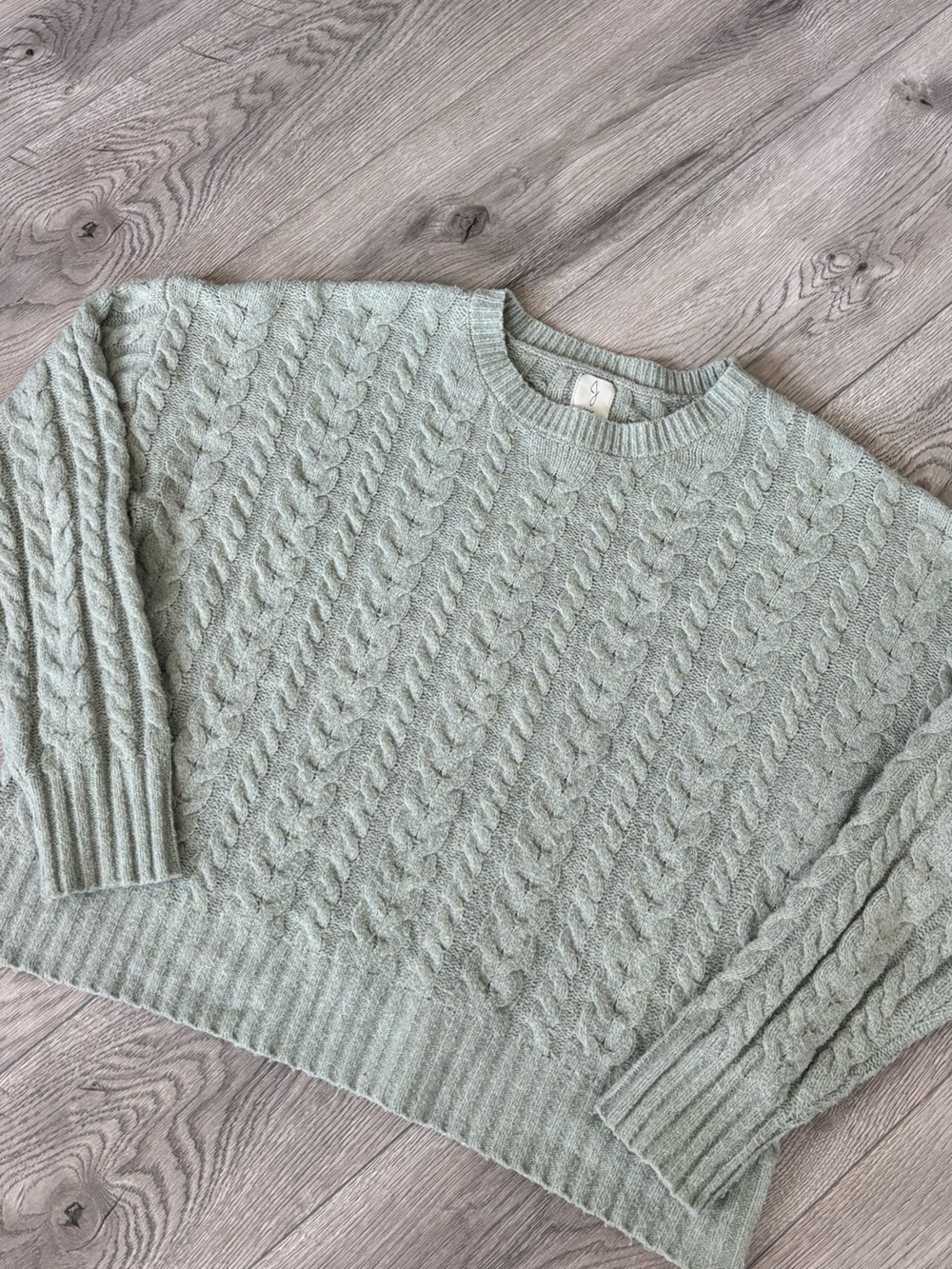 Joie Cable-Knit Sage Green Knit Sweater - Women’s Large